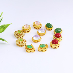 ลูกปัดหยกเทียมชุบทองรูปไข่ อุปกรณ์ทำเครื่องประดับ DIY สำหรับสร้อยข้อมือ สร้อยคอ ขายส่ง - Product Image 4