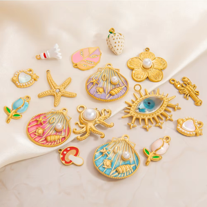 Flor Marina Barroca |   Colgantes de Acero Inoxidable con Baño PVD de 18K y Esmalte, Venta al por Mayor para Fabricación de Joyería DIY |   Resistente al agua y duradero - Product Image 4