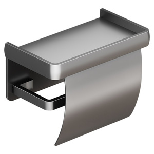 Wall Mounted Toilet <b>Paper</b> <b>Holder</b> With Storage Shelf No Drilling Required Multipurpose Rectangular Design For Bathroom - Product Image 5