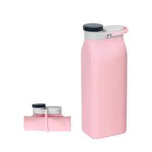 Venta al por mayor de diseño creativo personalizado plegable sin BPA silicona suave sensación de la mano bebiendo deporte botella de agua