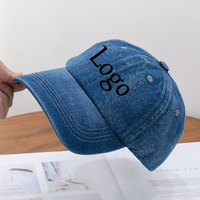 Casquettes de baseball unisexes sur mesure, style business, visière incurvée, nouveau design de logo, lettrage, tissu denim respirant, broderie à la main