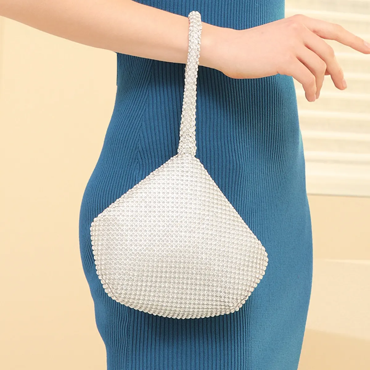 Women's Triangle Bling Glitter Dinner Clutch Bag Mini Portable Rhinestone Handbag