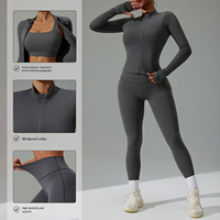 Veste de course légère à fermeture éclair intégrale pour femmes, pantalon de yoga à taille haute imprimé personnalisé, tenue de sport, ensemble de yoga