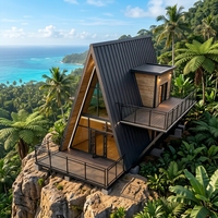 Maison préfabriquée haut de gamme en forme de triangle, style moderne exclusif et tendance, espace de vie familial préfabriqué de qualité robuste