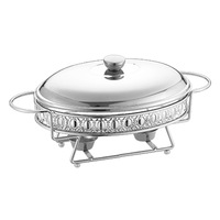 Chauffe-plat de luxe en verre et acier inoxydable avec supports alimentés au gaz/carburant pour chauffe-plats et serveur de buffet de restauration