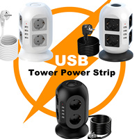 Multiprise USB en forme de cube EU, boîtier d'extension ABS, tour de prises avec 8 prises CA, 4 ports USB, courant nominal 10A