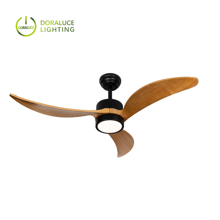 Eco 42 inch BLDC remote control solid wooden 3 blades ceiling fan wood ceiling fan with light