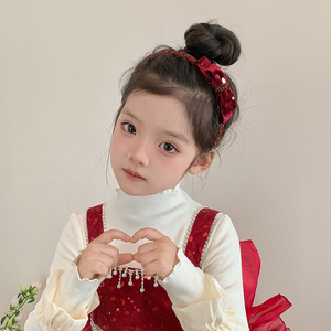 Cổ Điển Năm Mới Nhung Đỏ Ban Nhạc Đầu Cho Bé Gái Dễ Thương Ngọt Ngào Tóc Ban Nhạc Cho Trẻ Em Trẻ Em Tóc Phụ Kiện Trung Quốc Nhà Cung Cấp - Product Image 4
