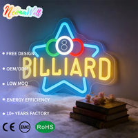 Enseigne néon LED « BILLIARD » pour propriétaires de salles de billard et de bars, design étoile, USB, intensité réglable, pour la décoration de salles de billard et de bars