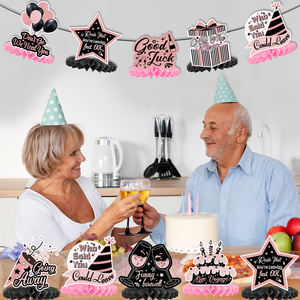 8 قطع من زينة حفلات التقاعد، مركز طاولة على شكل خلية نحل، زينة طاولة ذهبية وردية لحفلات التقاعد السعيدة - Product Image 6