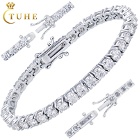 Gelang Tenis Moissanite untuk Wanita Pria Berlapis Emas Putih Perak Sterling S925 Warna D VVS1 Gelang Moissanite 2/3/4/5/6MM