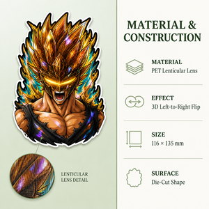 1500 Designs Autocollants 3D Lenticulaires Écologiques en PET Imperméables à Effet Changeant Dessins Animés Son-Goku <span class=keywords><strong>Vegeta</strong></span> Trunks - Product Image 3