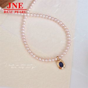 ของขวัญวันแม่ ไข่มุกน้ำจืดธรรมชาติ 7-8 เม็ด รูปไข่ แซฟไฟร์ 18K โกลเด้นฮาร์เบอร์ แซฟไฟร์เพิร์ล สำหรับผู้หญิง - Product Image 4