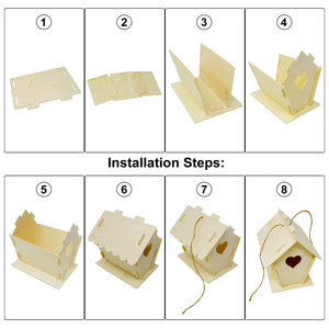 Ekonomik kiti <span class=keywords><strong>build</strong></span> kuş yuvası doğal dekoratif kuş yuvası asılı yerleştirme bitmemiş ahşap kuş evi - Product Image 4