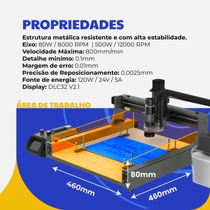 เครื่องแกะสลักอะลูมิเนียมแบบพกพาขนาด 460*460 มม. 4 แกน พร้อมรางเลื่อนแบบ Linear กำลังมอเตอร์ 200W รองรับไฟล์ AI DXF - Product Image 3
