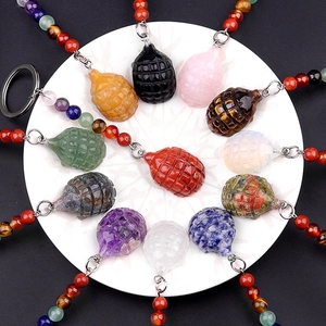 จี้คริสตัลควอตซ์ธรรมชาติรูปเม่น ลดราคาพิเศษ สำหรับบำบัด 7 จักระ พร้อมสายคล้องแบบพวงกุญแจ ดีไซน์งานฝีมือ ของตกแต่งงานปาร์ตี้ ของขวัญ - Product Image 4