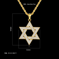 Colliers Hip Hop en métal pour hommes couleur or strass pendentif étoile de David juif avec chaîne à maillons pour cadeau de rappeur