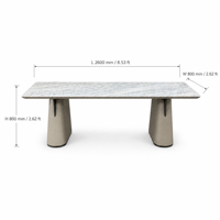 Table en marbre bleu océan Cristalita naturel 2600x800mm avec base en similicuir pour bureau, salle à manger, vente en gros
