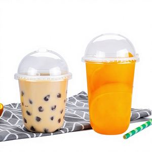 Gobelets en plastique colorés en forme de U de 12 oz (89 mm) avec couvercles, personnalisables avec logo, jetables, transparents, design arrondi, pour smoothies, salades de fruits, lait - Product Image 2