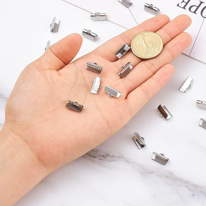 Sunling PJ007 20 pièces Pinces à sertir en acier inoxydable pour extrémités de ruban, attaches pour bracelets, marque-pages, connecteurs de cordons, bijoux DIY - Product Image 5