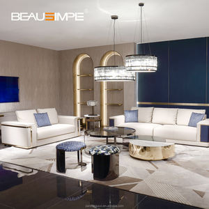 Divano di tendenza per <span class=keywords><strong>il</strong></span> lusso moderno <span class=keywords><strong>classico</strong></span> stile regale dorato arredamento per la casa con cuscino morbido imbottito in vera pelle - Product Image 1