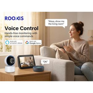 Cámara de Seguridad Interior Rooxis 2K Inalámbrica 360 PTZ WiFi, Monitor para Bebés y Mascotas, Detección de Movimiento, Seguimiento Automático, Visión Nocturna - Product Image 4