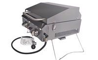 Populaire HF argent acier inoxydable petite table barbecue intégré gril à gaz électronique impulsion allumage pliant jardin cuisine extérieure
