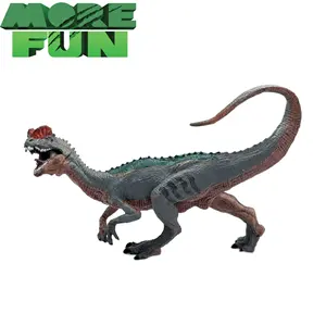동물 장난감 공룡 피규어 장난감 현실적인 디노 액션 피규어 플라스틱 교육 놀이 갈색 Dilophosaurus 움직일 수있는 입