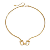 Collier de couple en acier inoxydable de marques célèbres, chaîne serpent ronde, collier en or en forme de fer à cheval pour tous les jours