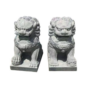 中国の伝統的なスタイルの小さなサイズの天然石彫刻北京ライオン像座り御影石フードッグドア装飾用 - Product Image 1