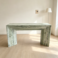 Table console rectangulaire en marbre Shangri-La, style nordique moderne et luxueux, pour l'entrée, le salon ou le couloir.