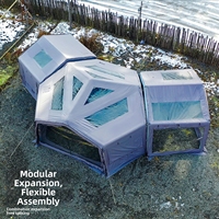 Tente de camping gonflable hexagonale de luxe en tissu de coton, double couche, quatre saisons, avec colonnes d'air en PVC épaissi, connectable pour le camping