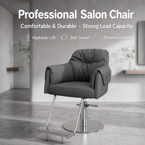 Silla de Salón de Acero Inoxidable Resistente, 360 °   Silla de Peluquería Giratoria con Altura Ajustable para Salón de Belleza y Barbería - Product Image 5
