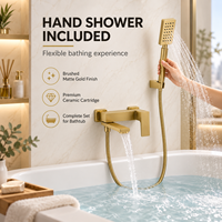 Système de douche mural de luxe moderne en or brossé pour baignoire, ensemble de douche pluie en acier inoxydable 304