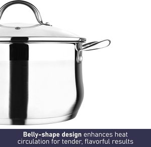 Juego de Ollas de Acero Inoxidable Triple 304 de 6 Piezas, Estilo Clásico Moderno, Cacerola Saludable, Olla con Tapa de Vidrio, Apto para <span class=keywords><strong>Inducción</strong></span>, para Cocina - Product Image 6
