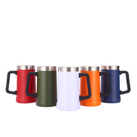 Mug isotherme réutilisable de 20 oz personnalisé pour véhicule, avec poignée, pour bière ou comme thermos.