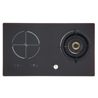 Table de cuisson encastrable domestique à commande tactile microcristalline, combinée gaz/induction électrique, 1 brûleur, avec sécurité anti-extinction de flamme