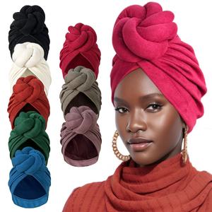 Gorro Étnico de Poliéster Go Party, 8 Colores Sólidos, Pañuelo de Cabeza Moderno, Bandana con Nudo Trenzado, Gorro, Turbante, Chal, Pañuelo para la Cabeza - Product Image 1