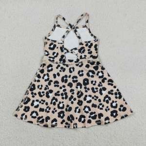 Robe-short de sport décontractée pour petites filles, motif léopard, mignonne, pour le tennis et le yoga, doublée, vêtements assortis pour sœurs - Product Image 3