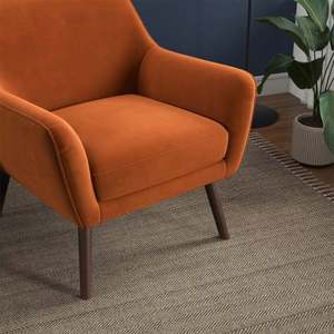 Nouveau fauteuil lounge moderne Panom en velours orange brûlé pour salon, chambre, salle à manger et hôtel - Product Image 3
