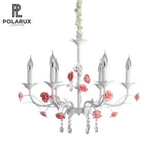 Lustre français rétro pastoral pour mariage, chambre à coucher, hôtel, en métal, céramique, cristal, LED, haute qualité, nouveau, unique, <span class=keywords><strong>Eden</strong></span> Rose - Product Image 1