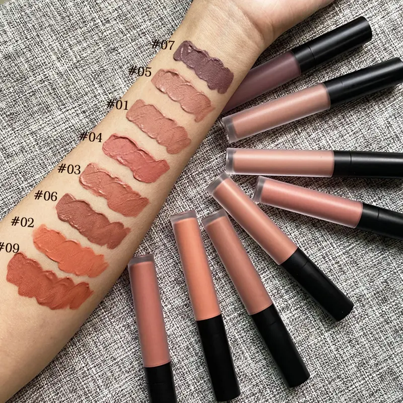 Hoge Kwaliteit Mousse Matte Fluwelen Vloeibare Lipstick Biologische Waterdichte Maak Uw Eigen Merk Custom Lippenstift