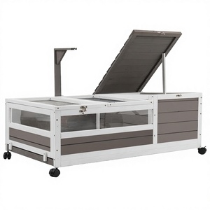 Habitat pour tortue, grande maison en bois d'intérieur, roues, enclos extérieur pour tortue, reptile, imperméable, anti-fuite - Product Image 1