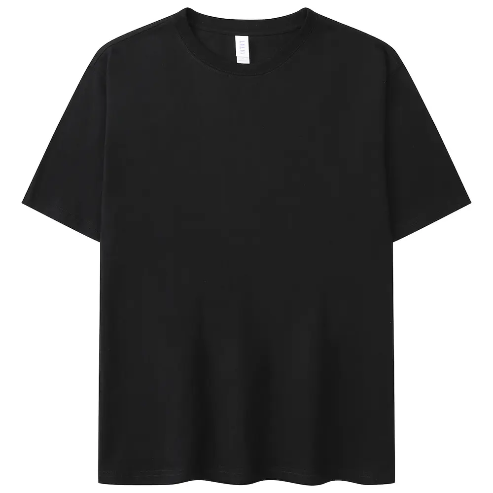 ロゴ刺繍ブランクブラック綿100% ベーシックユニセックス女性oem TシャツカスタムTシャツTシャツプリント