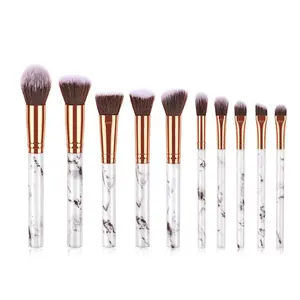 BS-MALL 10 pcs Marble Make up แปรงฉลากส่วนตัวเครื่องสำอางค์เครื่องมือแปรงแต่งหน้าชุด