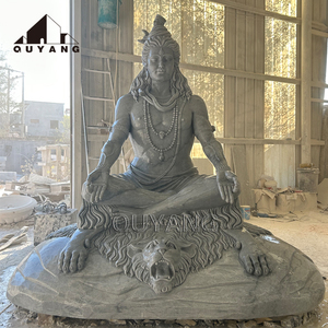 QUYANG extérieur indien religieux pierre naturelle sculpture dieu hindou marbre seigneur Shiva Statue dieu de la <span class=keywords><strong>destruction</strong></span> - Product Image 1