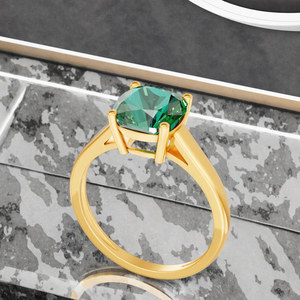Cross-border Light Luxury High Color Zircon 9K Gold Emerald Cut Prong Setting Ring Niche Design Inlaid PVD Vacuum Gold Plating - Product Image 2