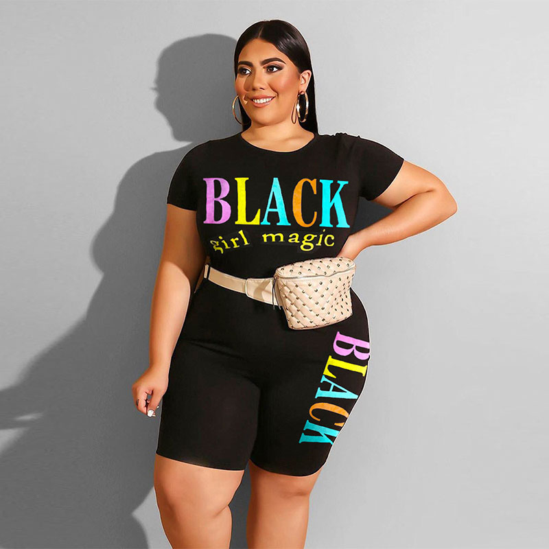 Negro más tamaño biker shorts Set