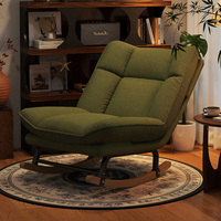 Fauteuils de détente à bascule, chaises d'appoint de luxe nordiques modernes en velours et bois pour salon et maison