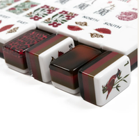 Ensemble de Mahjong américain de luxe Han Tai en acrylique multicouche, 160 tuiles gravées avec motifs Dragon et Léopard, jeu de table haut de gamme, cadeau idéal